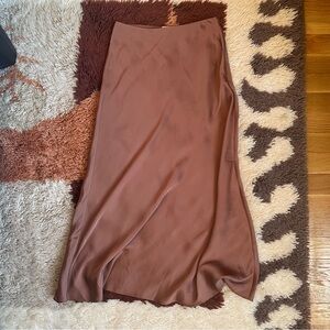 Bronze silk midi skirt sz 0